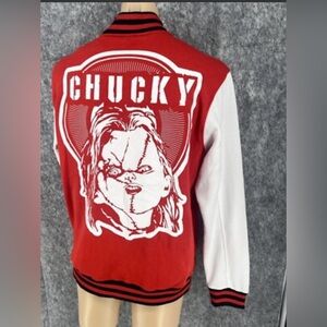 Chucky Graphic Varsity Jacket - Red & White